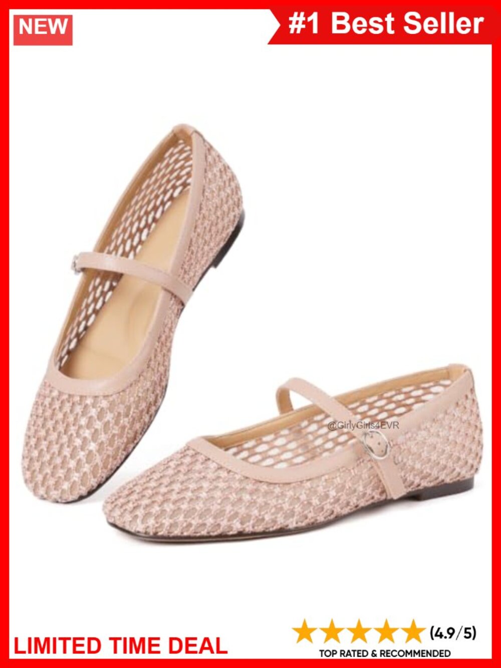 Woven Ballet Flats Square Toe Mary Jane Shoes with Arch Support Buckle Strap